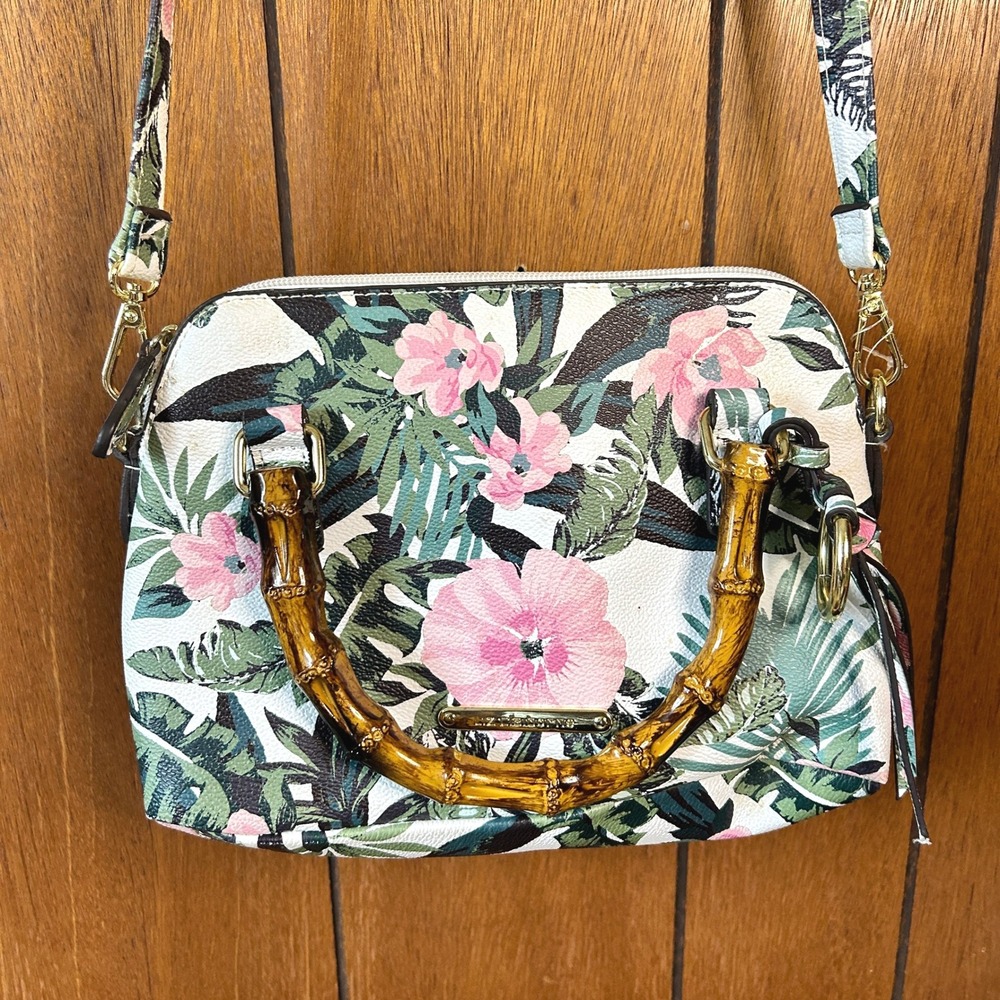 Liz Claiborne Plant Crossbody Handbag with Bamboo Handles